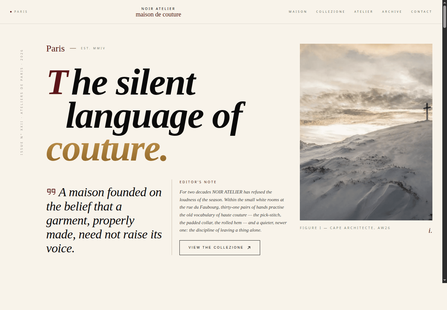 Noir landing page preview