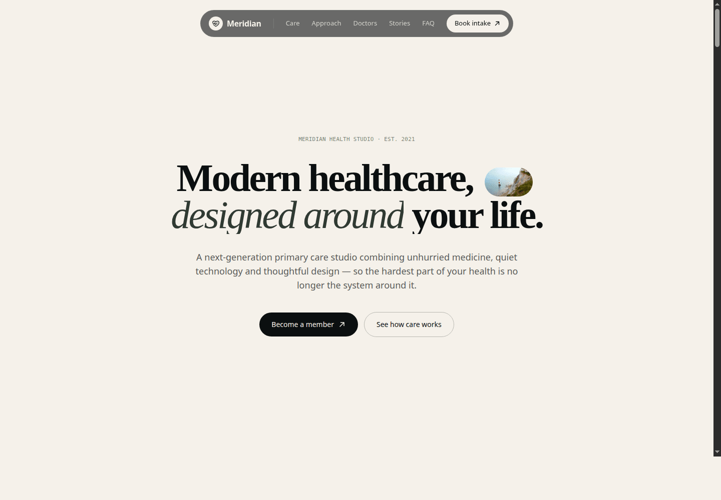 Meridian landing page preview